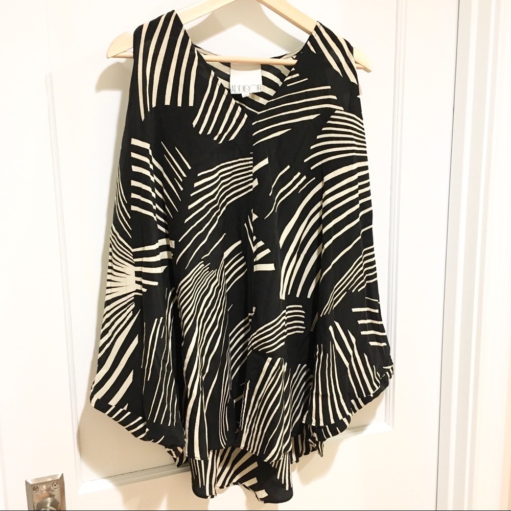 ⭐️ Addison Silk Cold Shoulder Abstract Stripe Blouse